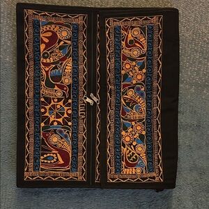 Embroidered Black and Multicolor Textile